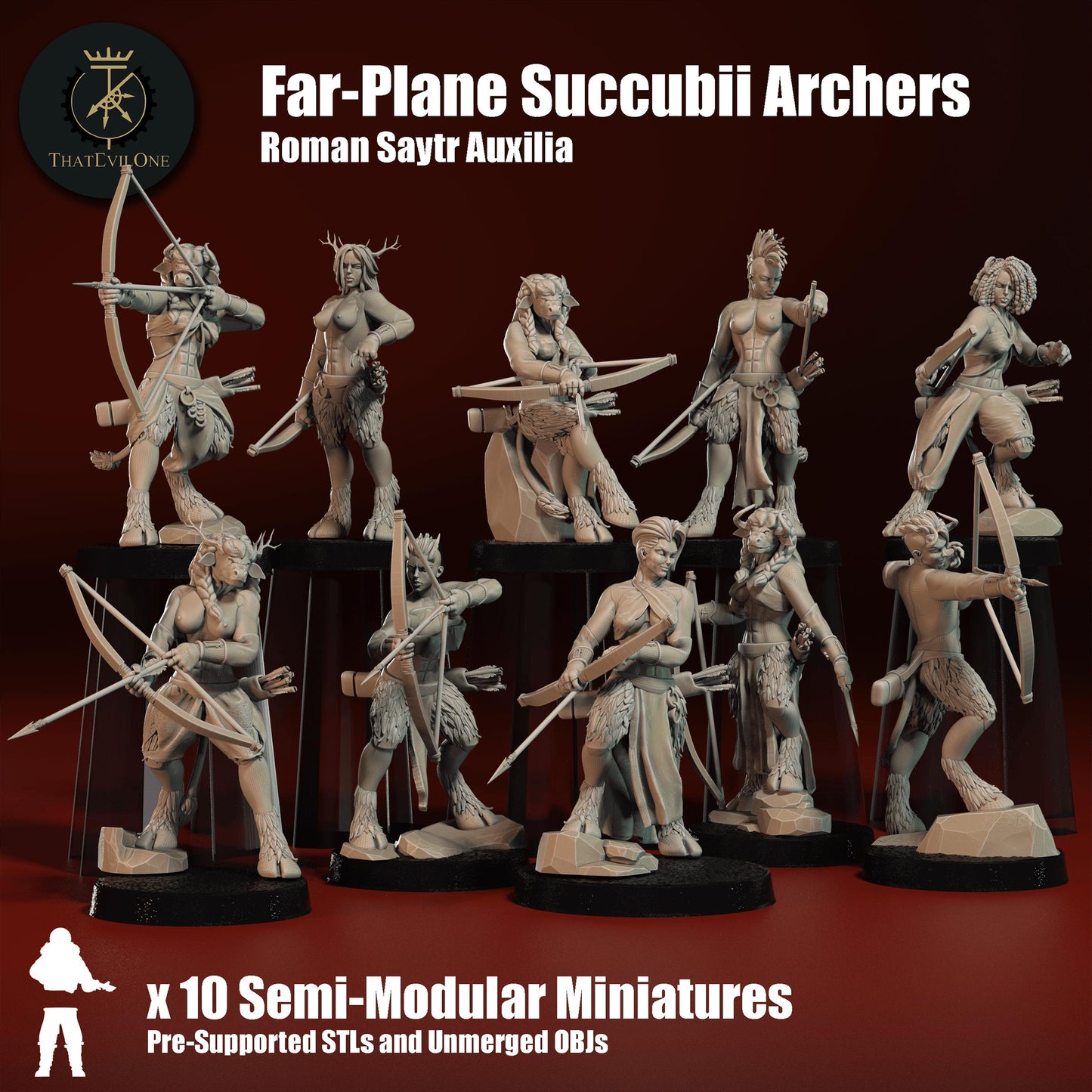 Saytr Far-Plane Succubii Archers, Monopose Sci-Fi warriors by ThatEvilOne, Sci-fi Wargames Proxy, Demonic Roman-inspired army