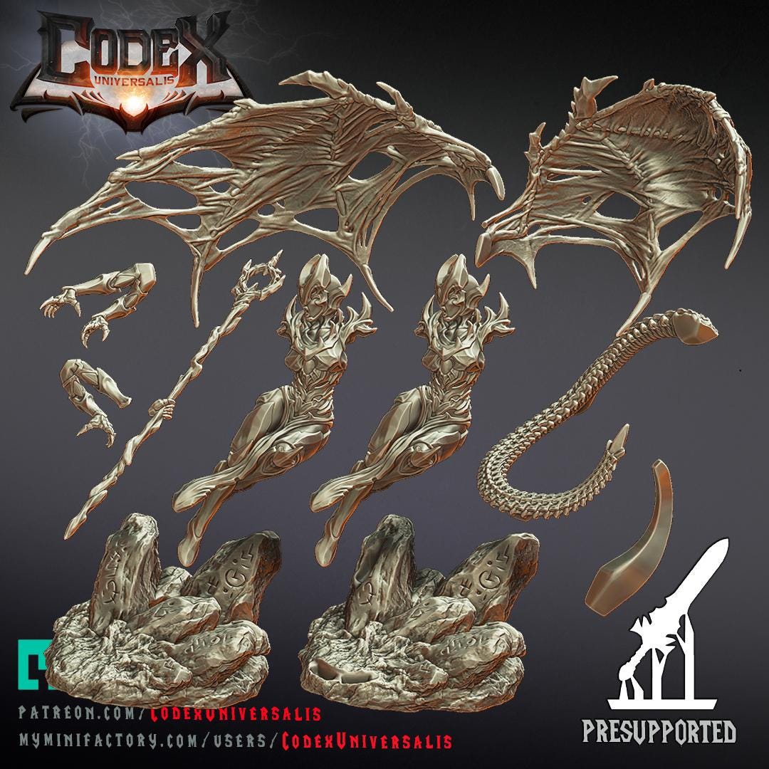 Kharnaxa attacking, Demonic Heroic Miniature for Tabletop Roleplaying games by Codex Universalis