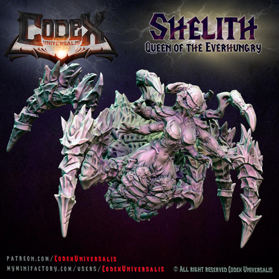 Shelith, Queen of the Everhungry On Scenic Base, Demonic Spider Queen for Tabletop Roleplaying games by Codex Universalis