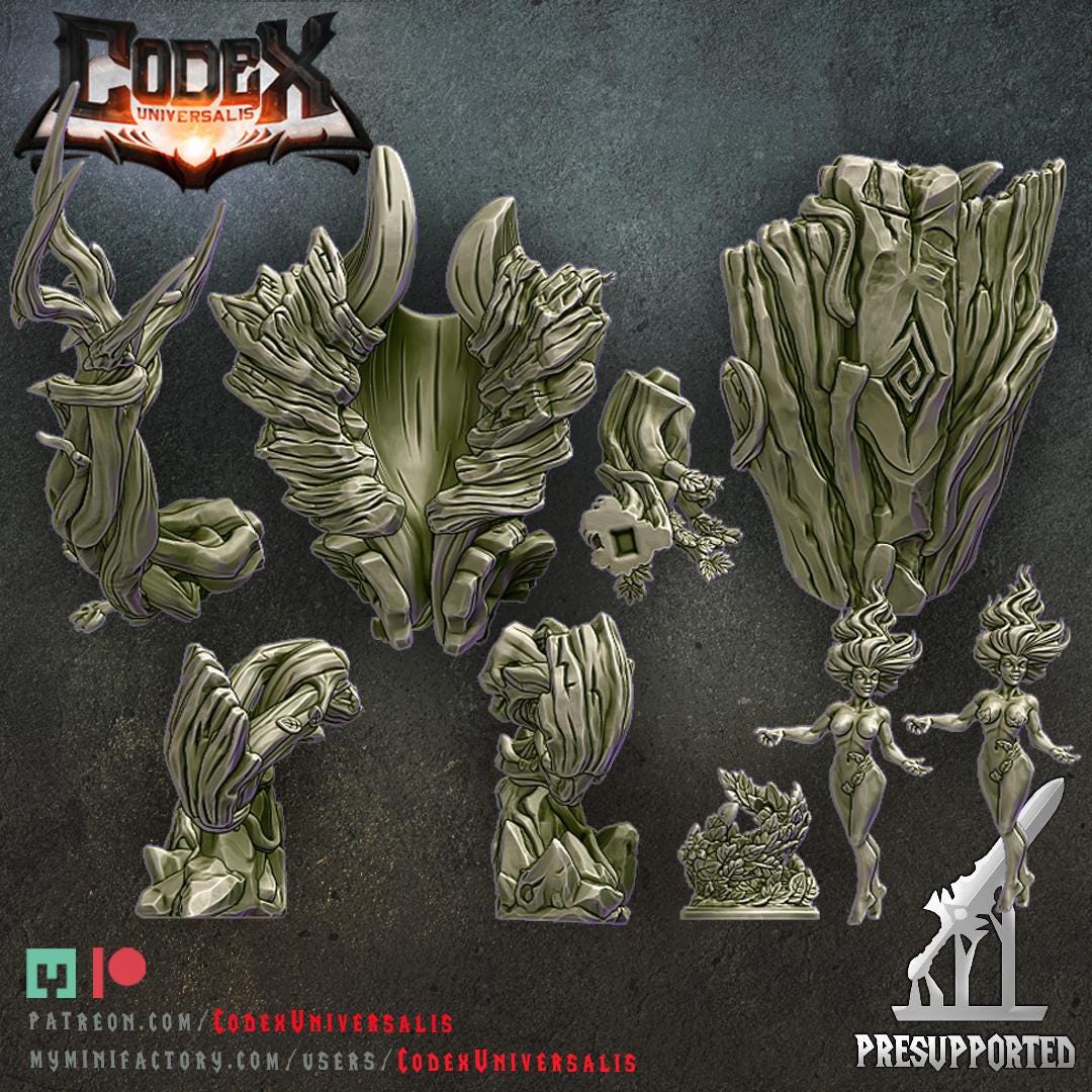 Shidar and Arcaena, Heroic Forest Spirit Miniature for Tabletop Roleplaying games by Codex Universalis