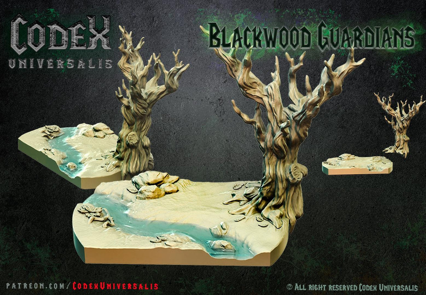 Blackwood Guardians Round and Oval Diorama Bases for use in Tabletop Wargames by Codex Universalis