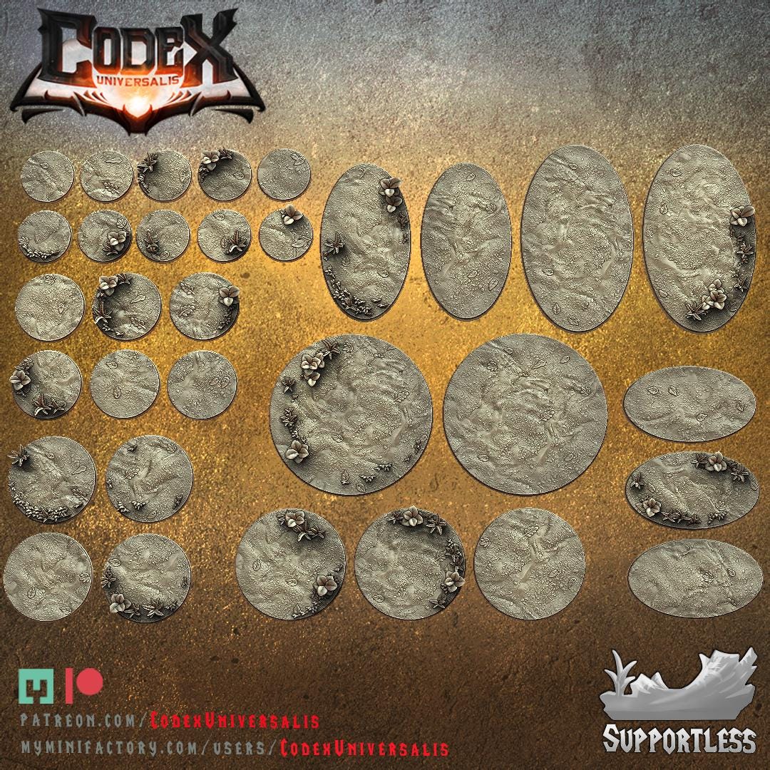 Grass and plants Round and Oval Bases for use in Tabletop Wargames by Codex Universalis