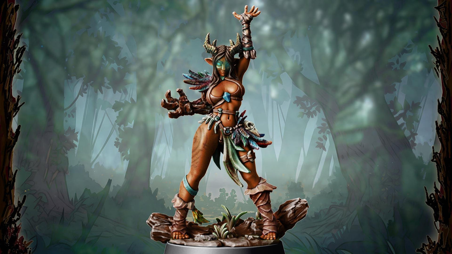 Zellora and Rhadus, Heroic Forest Spirit Miniature for Tabletop Roleplaying games by Codex Universalis