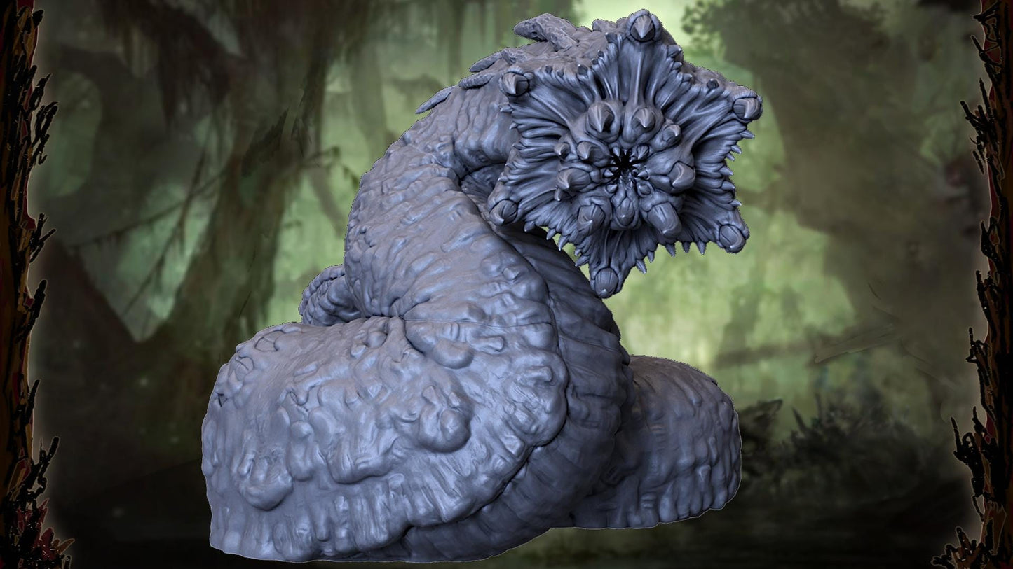 Ghugut, Swamp Wurm, Monstrous Worm Miniature for Tabletop Roleplaying games by Codex Universalis