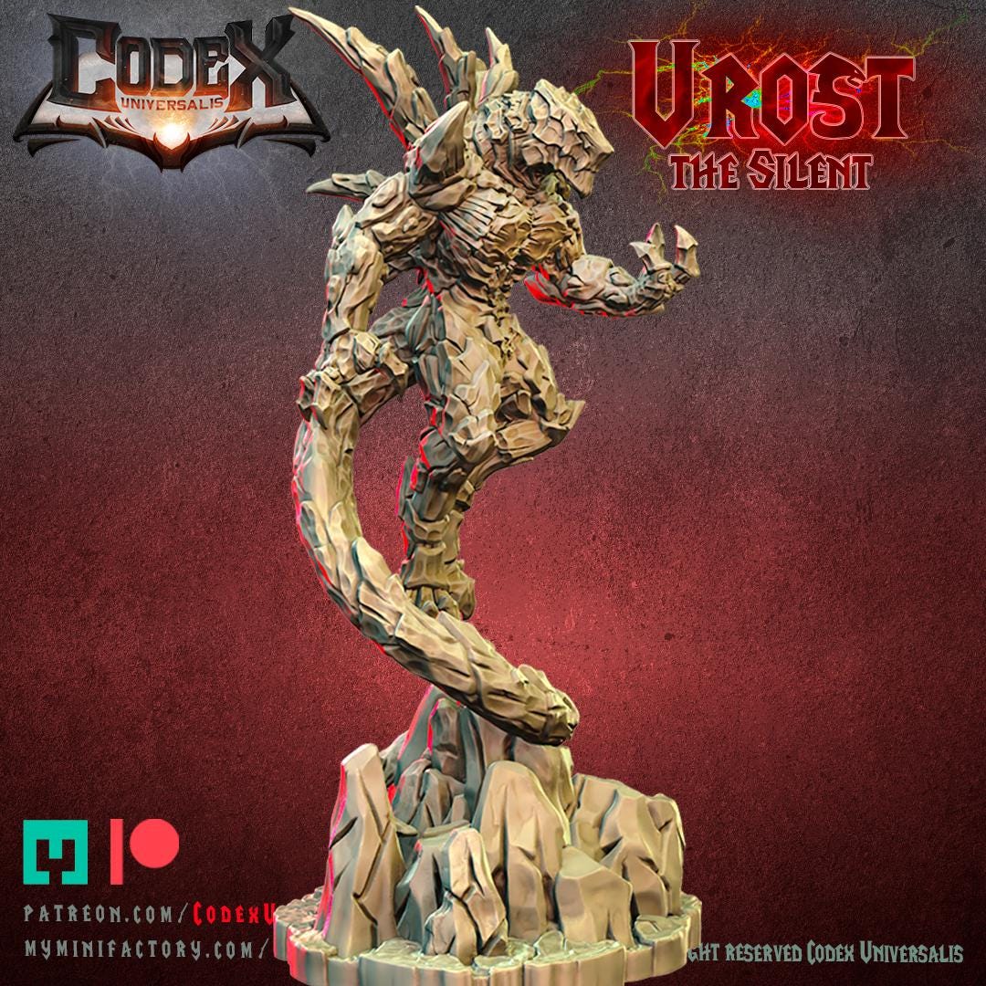 Urost, the Silent, Heroic Lava Monster Miniature for Tabletop Roleplaying games by Codex Universalis