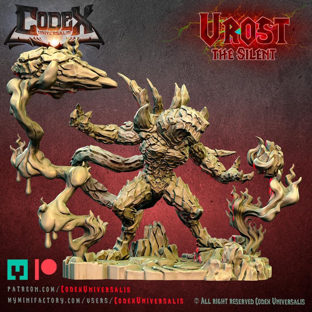 Urost, the Silent, Heroic Lava Monster Miniature for Tabletop Roleplaying games by Codex Universalis