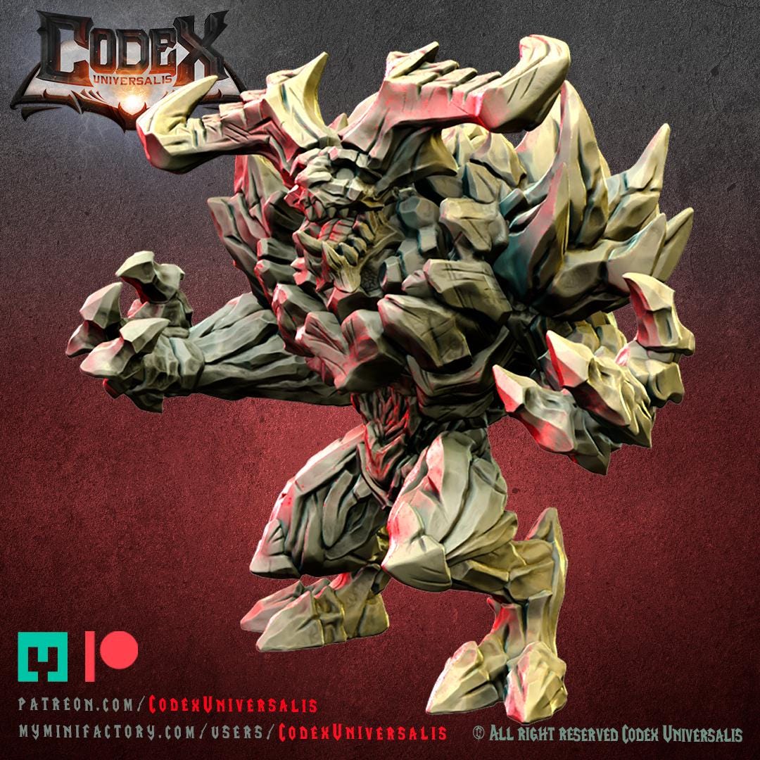 Fire and Stone Demons, Demonic Lava Spirit Miniatures for Tabletop Roleplaying games by Codex Universalis