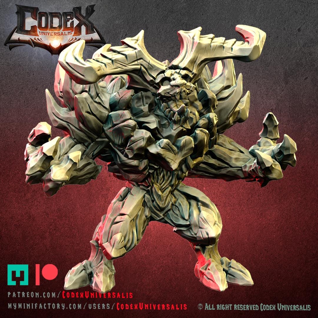 Fire and Stone Demons, Demonic Lava Spirit Miniatures for Tabletop Roleplaying games by Codex Universalis