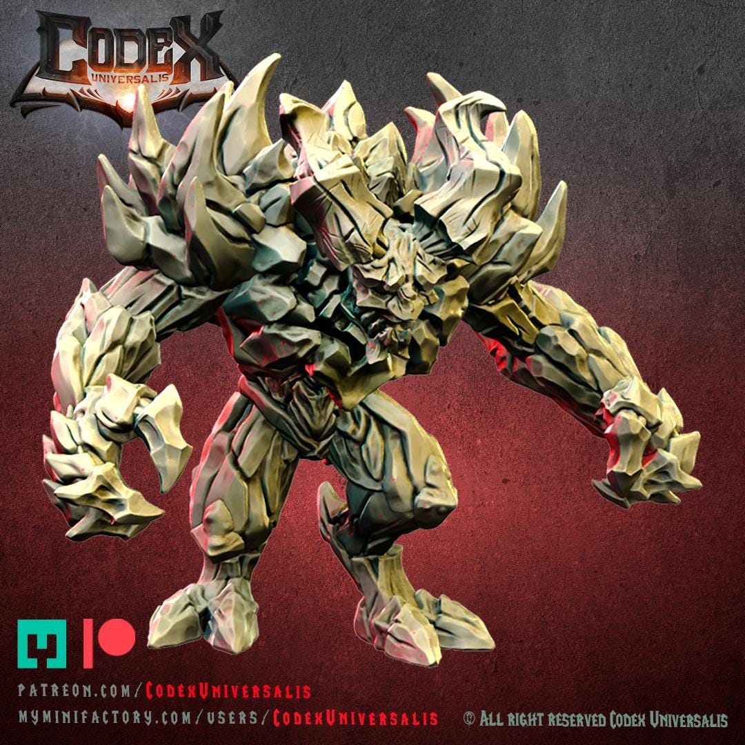 Fire and Stone Demons, Demonic Lava Spirit Miniatures for Tabletop Roleplaying games by Codex Universalis