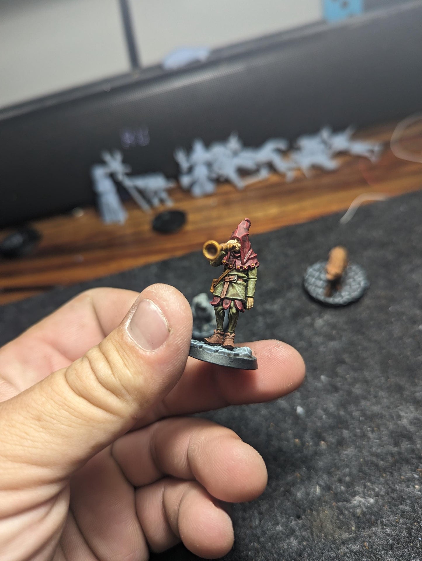 Sad Trumpeter, Cursed City Musician, Mercenary Miniatures by Vae Victis, perfect for Fantasy Wargames and Tabletop RPGs