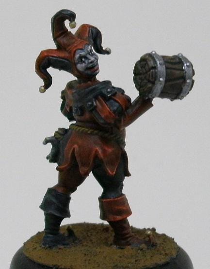 Evil Jester, Cursed City Mercenary, Mercenary Miniatures by Vae Victis, perfect for Fantasy Wargames and Tabletop RPGs