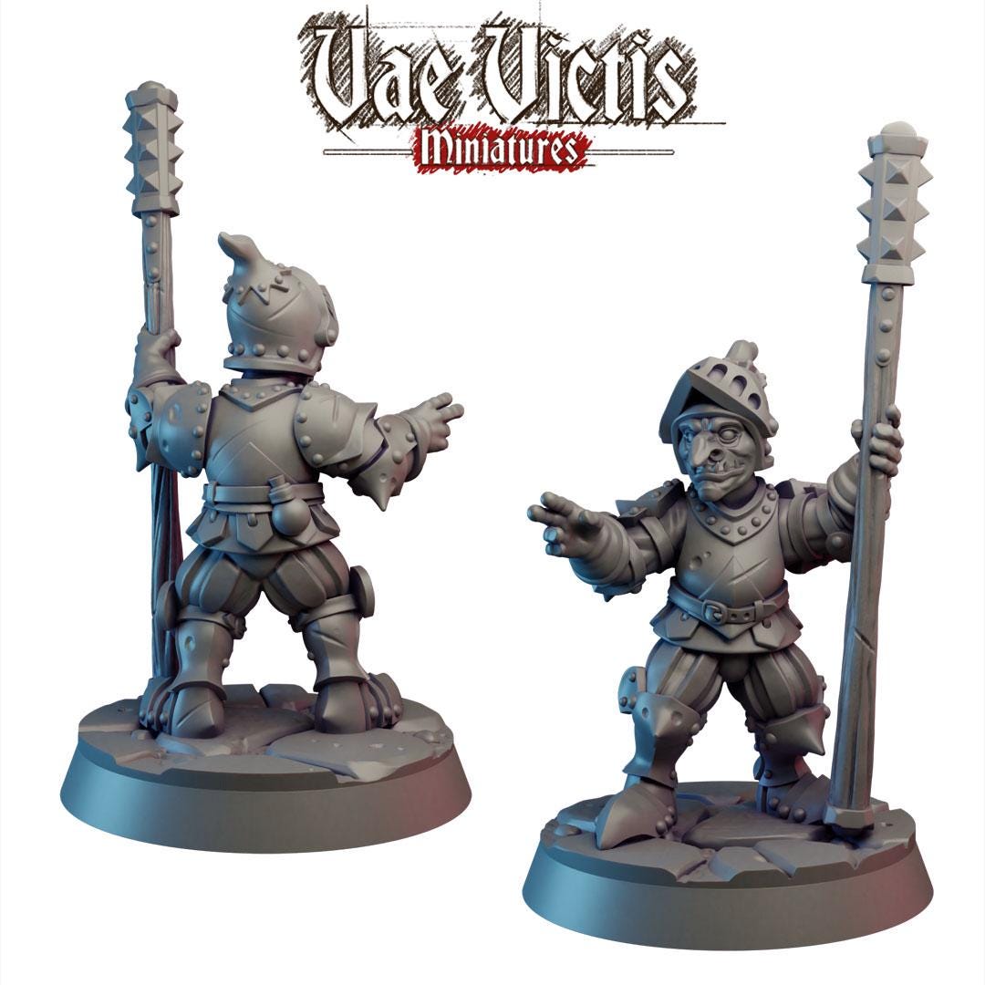 Goblin guards, Adventurers and Mercenaries by Vae Victis, perfect for Fantasy Wargames and Tabletop RPGs