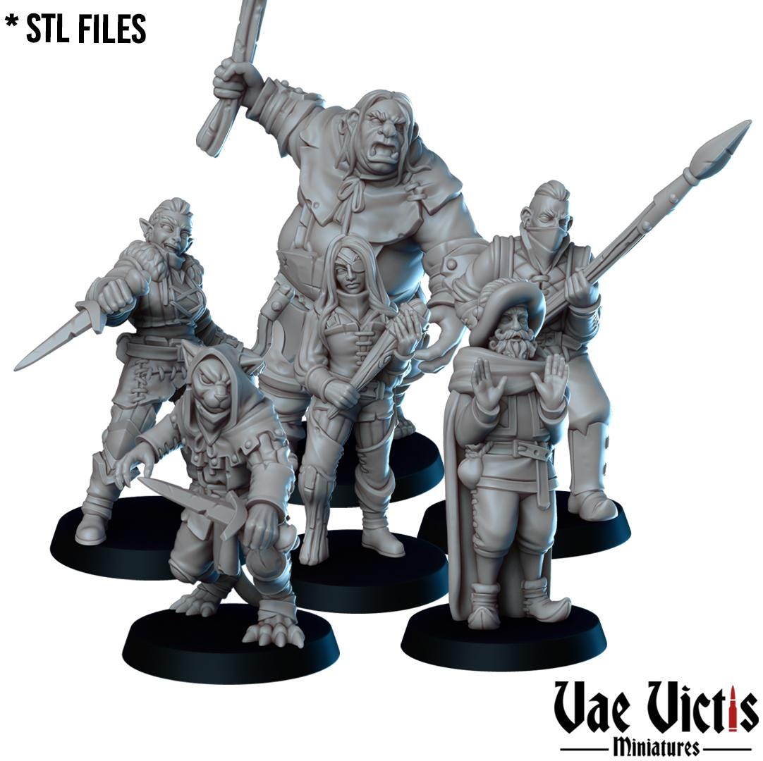Bandit Ambush, Adventurers, Civilians and Mercenaries by Vae Victis, perfect for Fantasy Wargames and Tabletop RPGs