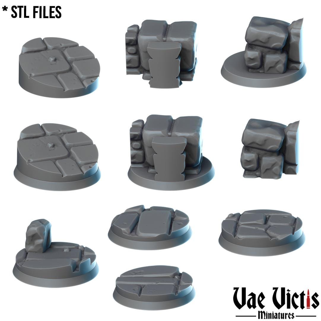 Stone Floors Round and Square Bases for use in Tabletop Wargames by Vae Victis