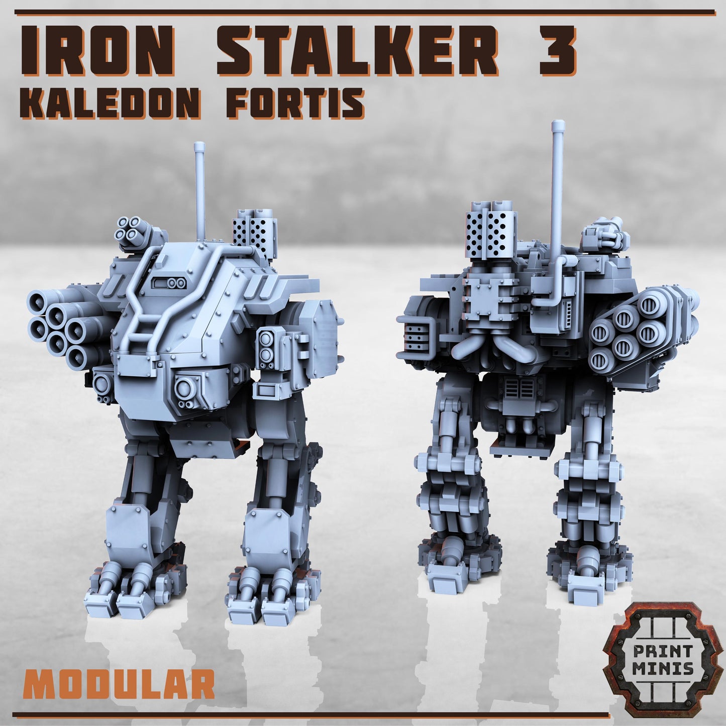 Iron Stalker Mech Kit  - Kaledon Fortis Army, Sci-Fi Space Militia Soldiers by Print Minis