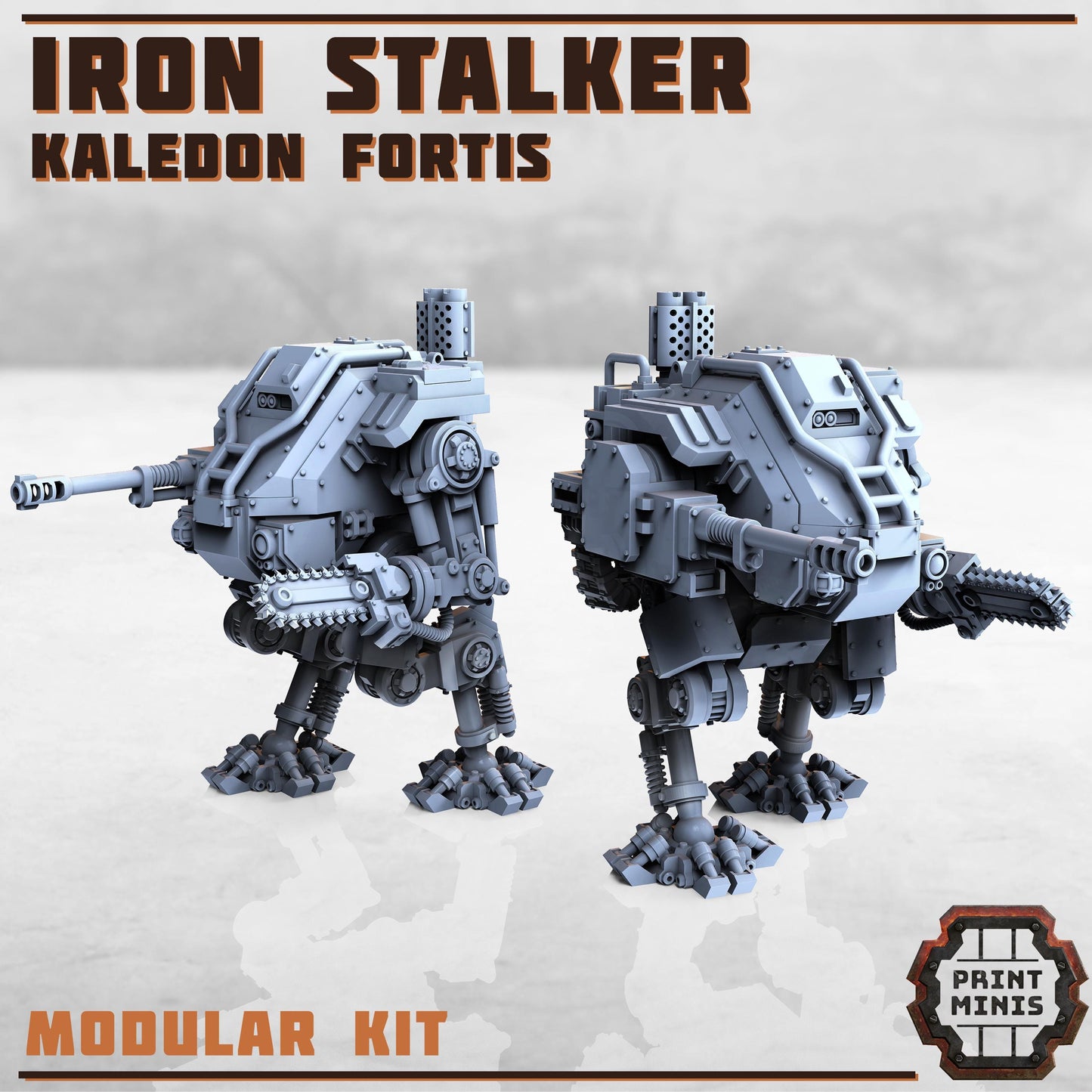 Iron Stalker Mech Kit  - Kaledon Fortis Army, Sci-Fi Space Militia Soldiers by Print Minis