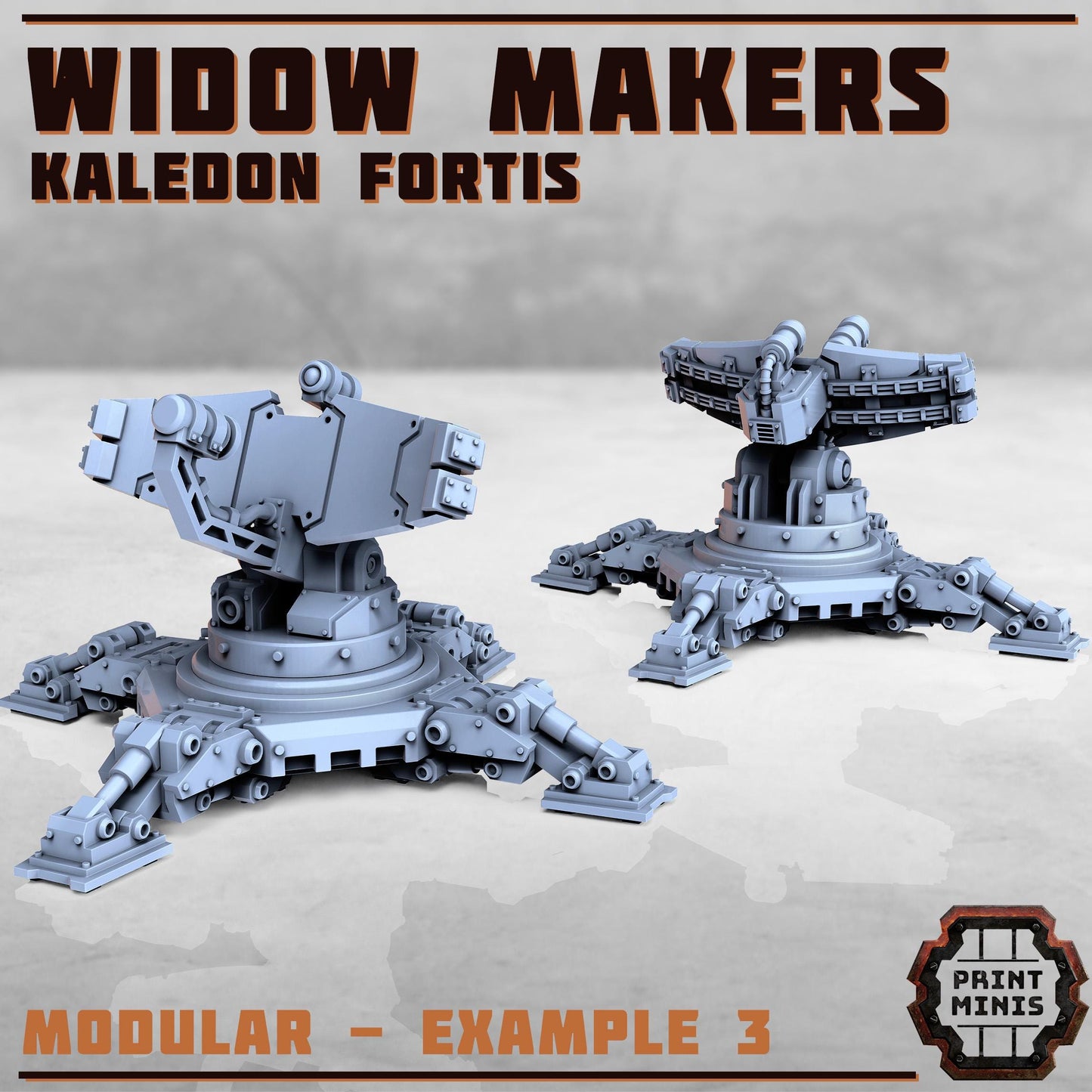 Widow Makers Sentry Guns - Kaledon Fortis Army, Sci-Fi Space Militia Soldiers by Print Minis