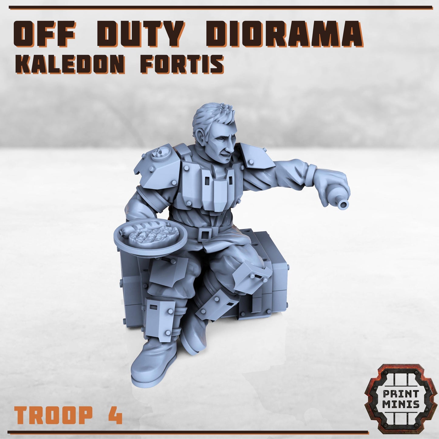 Off Duty Diorama - Kaledon Fortis Army, Sci-Fi Space Militia Soldiers by Print Minis
