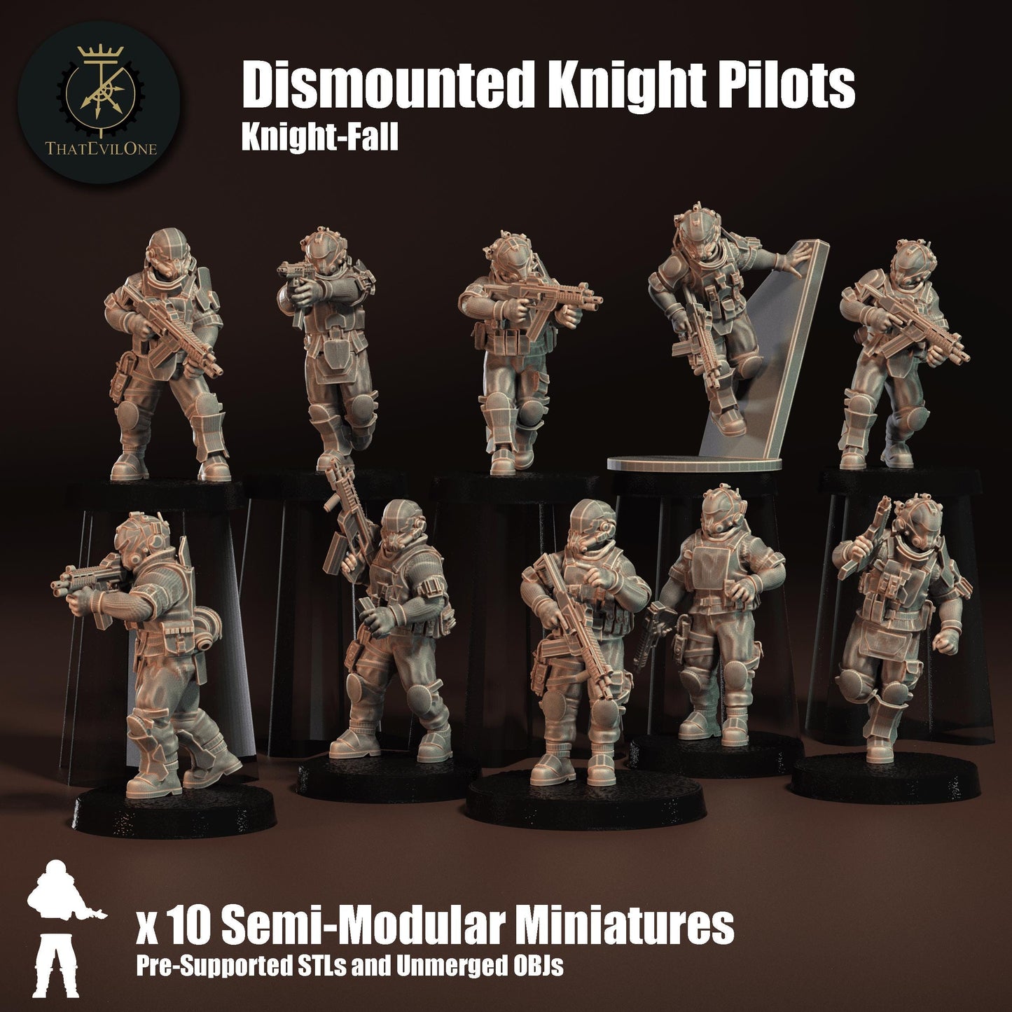 Dismounted Knight Pilots, Semi-modular Sci-Fi warriors by ThatEvilOne, Sci-Fi Wargames Guard Proxy, Imperial Auxilia Army