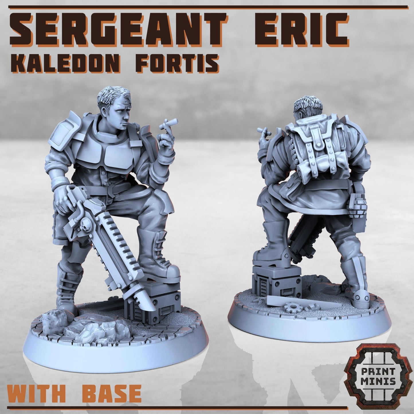 Sergeant Eric - Kaledon Fortis Army, Sci-Fi Space Militia Soldiers by Print Minis
