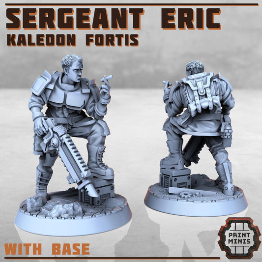Sergeant Eric - Kaledon Fortis Army, Sci-Fi Space Militia Soldiers by Print Minis