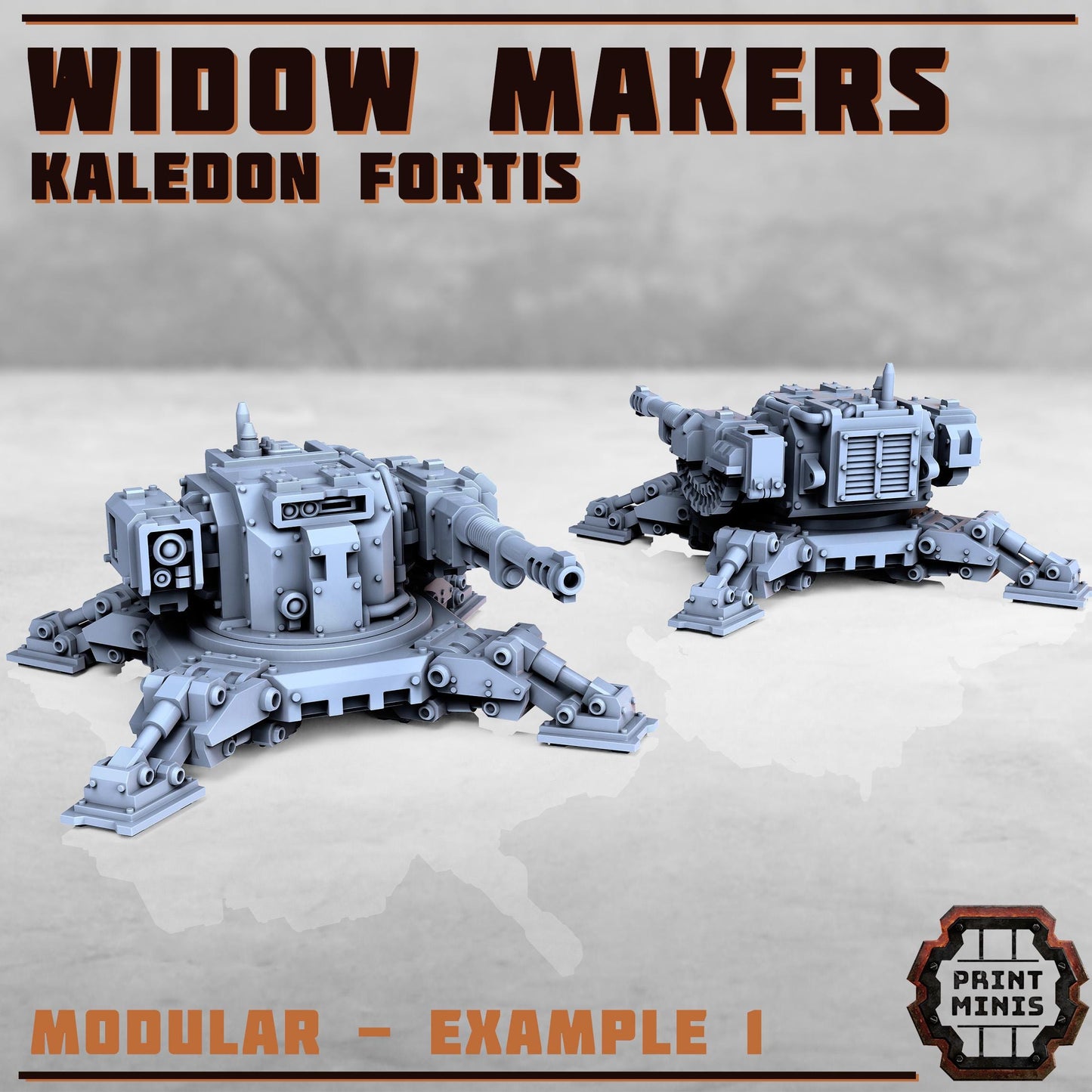 Widow Makers Sentry Guns - Kaledon Fortis Army, Sci-Fi Space Militia Soldiers by Print Minis
