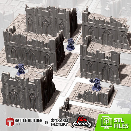 Modular CITY CLASSIC RUINS set Txarli Factory Ruined Building Terrain Cityscape Set, Perfect for Tabletop Wargames