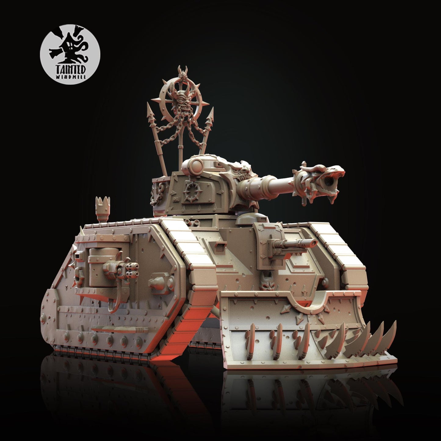Blood Legion Light Tank, Chaos Space Marine Transport Vehicle Sculpted by Tainted Windmill for Wargames set in the Grimdark Future