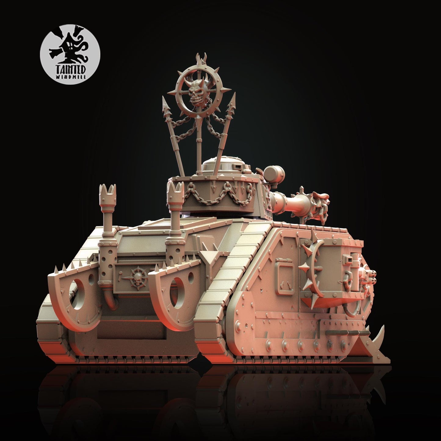 Blood Legion Light Tank, Chaos Space Marine Transport Vehicle Sculpted by Tainted Windmill for Wargames set in the Grimdark Future