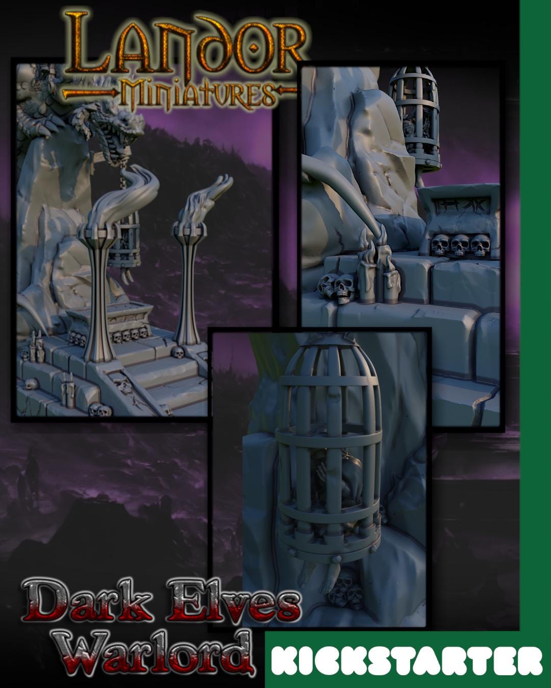 Dark Elves Warlord, Modular Dark Elven miniatures by Landor Miniatures! Dark Elves for Fantasy Wargames