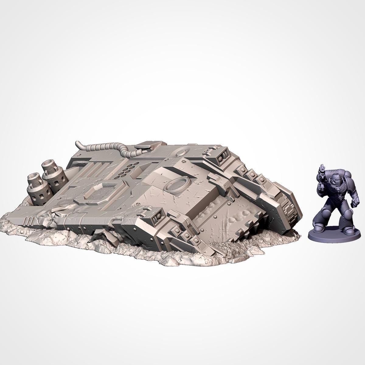Modular CRASHED TANKS Txarli Factory Sci-Fi modular Wreckage Set, Perfect for Tabletop Wargames