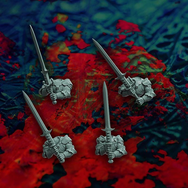 Gothic Knights on Foots Miniatures, Bits and Weapon Conversions by Reptilian Overlords, perfect for Fantasy Wargames