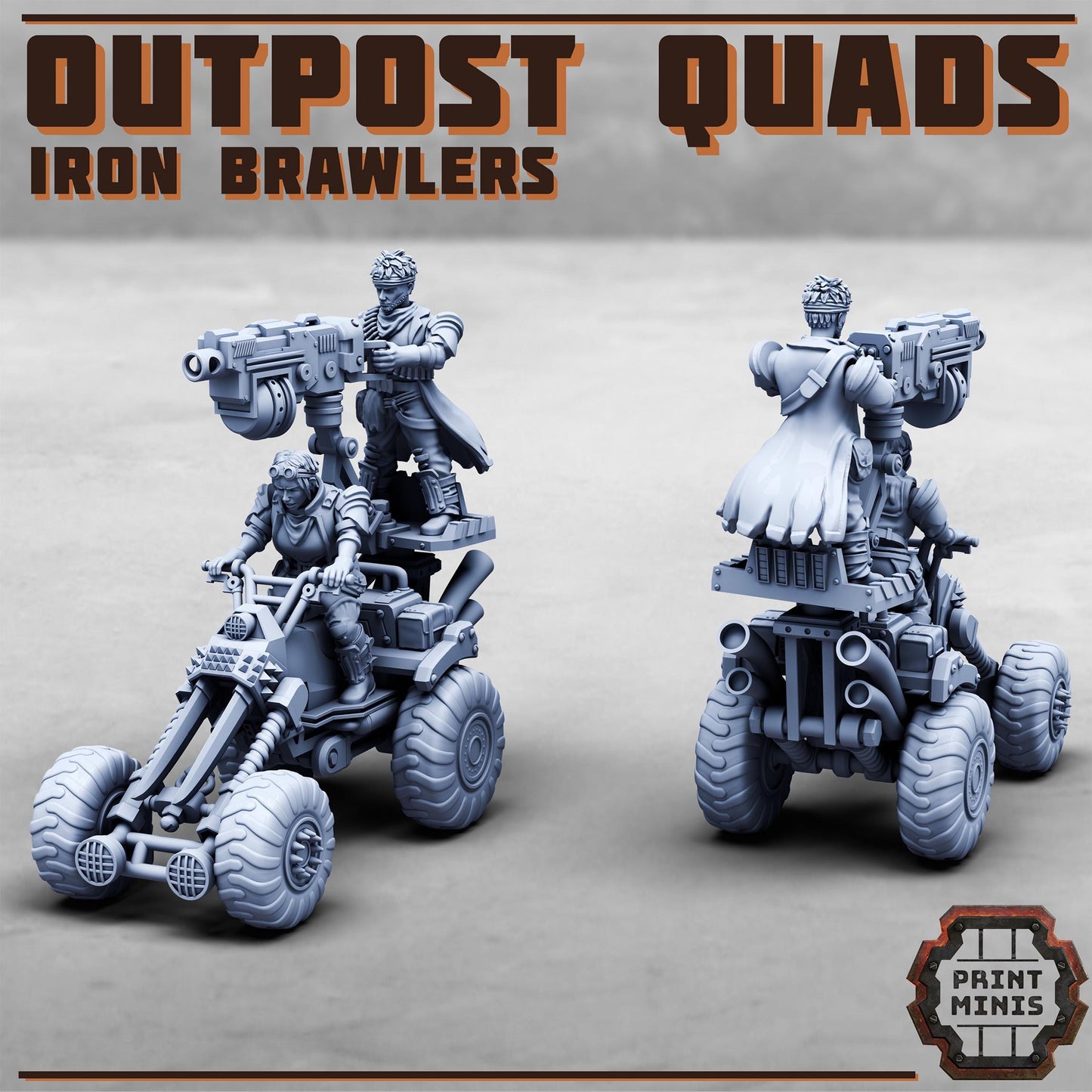 Outpost Quad Bikes -  Sci-Fi Grimdark Quad Rider Mercenaries by Print Minis