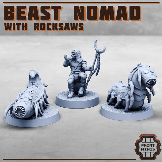 Beast Nomad with Rocksaws -  Sci-Fi Grimdark Mercenaries by Print Minis