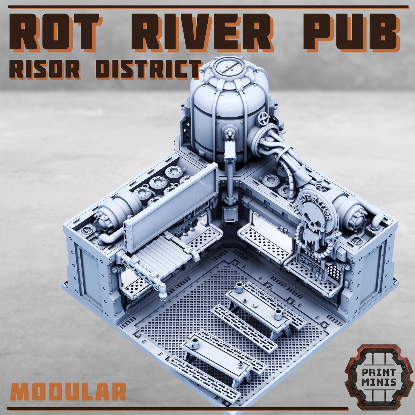 Rot River Pub - Risor District - Sci-Fi City Skirmish Wargaming Terrain by Print Minis