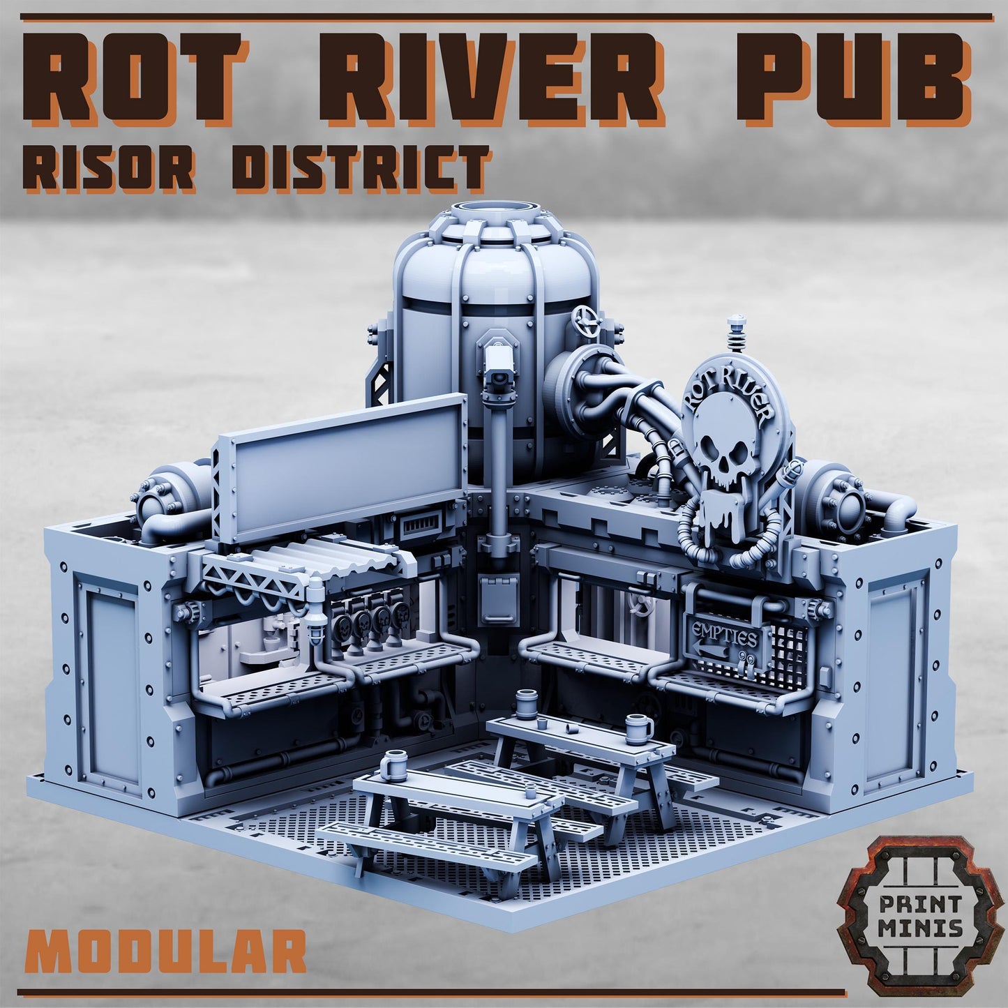 Rot River Pub - Risor District - Sci-Fi City Skirmish Wargaming Terrain by Print Minis