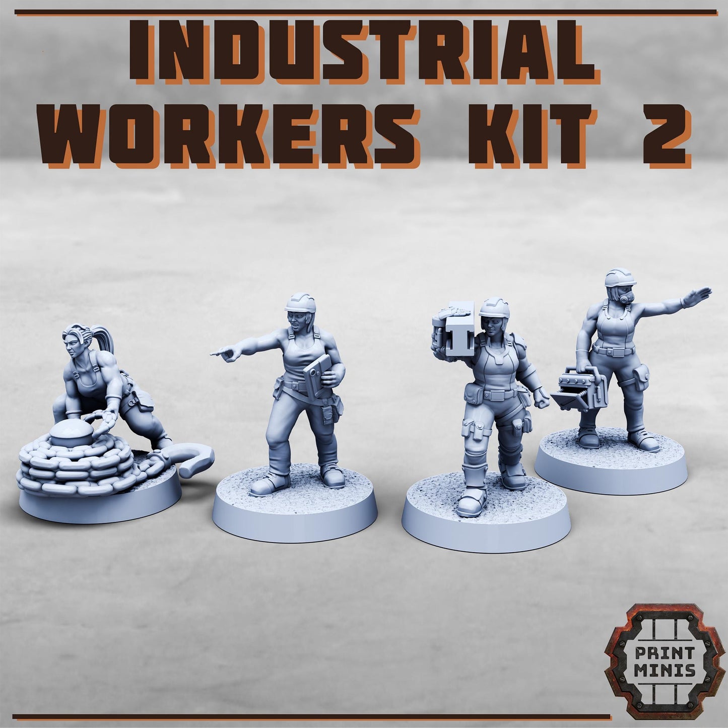 Female Industrial Workers -  Sci-Fi Grimdark Civilians by Print Minis