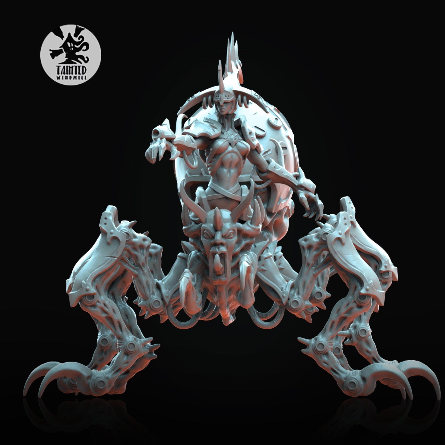 Void Web Countess, Chaotic Daemonic Monopose Miniatures Sculpted by Tainted Windmill for Wargames set in the Grimdark Future