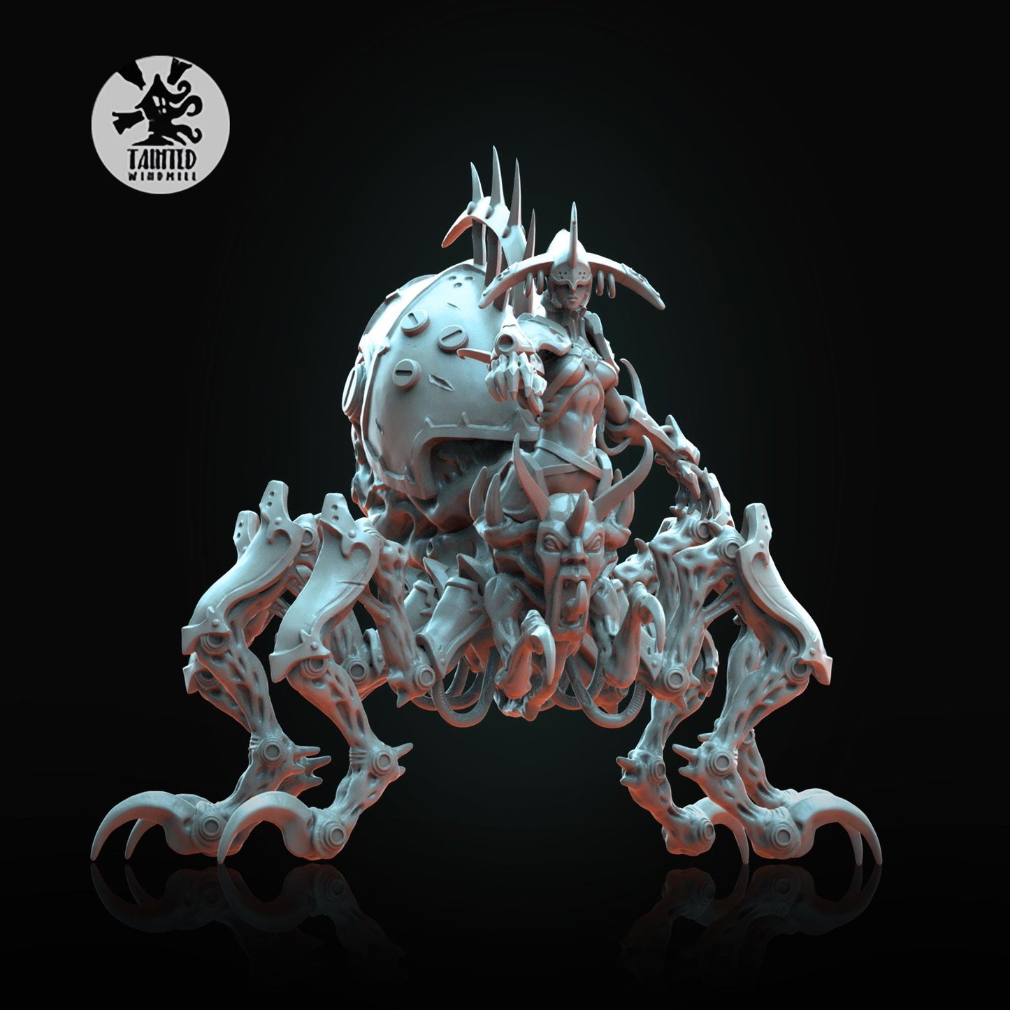 Void Web Countess, Chaotic Daemonic Monopose Miniatures Sculpted by Tainted Windmill for Wargames set in the Grimdark Future