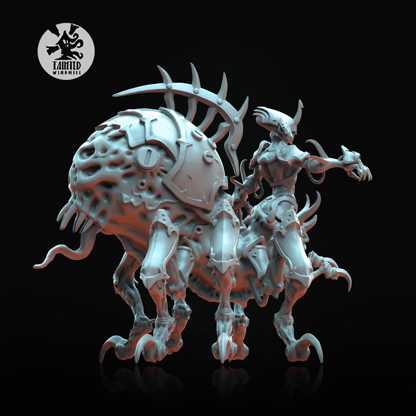 Void Web Countess, Chaotic Daemonic Monopose Miniatures Sculpted by Tainted Windmill for Wargames set in the Grimdark Future