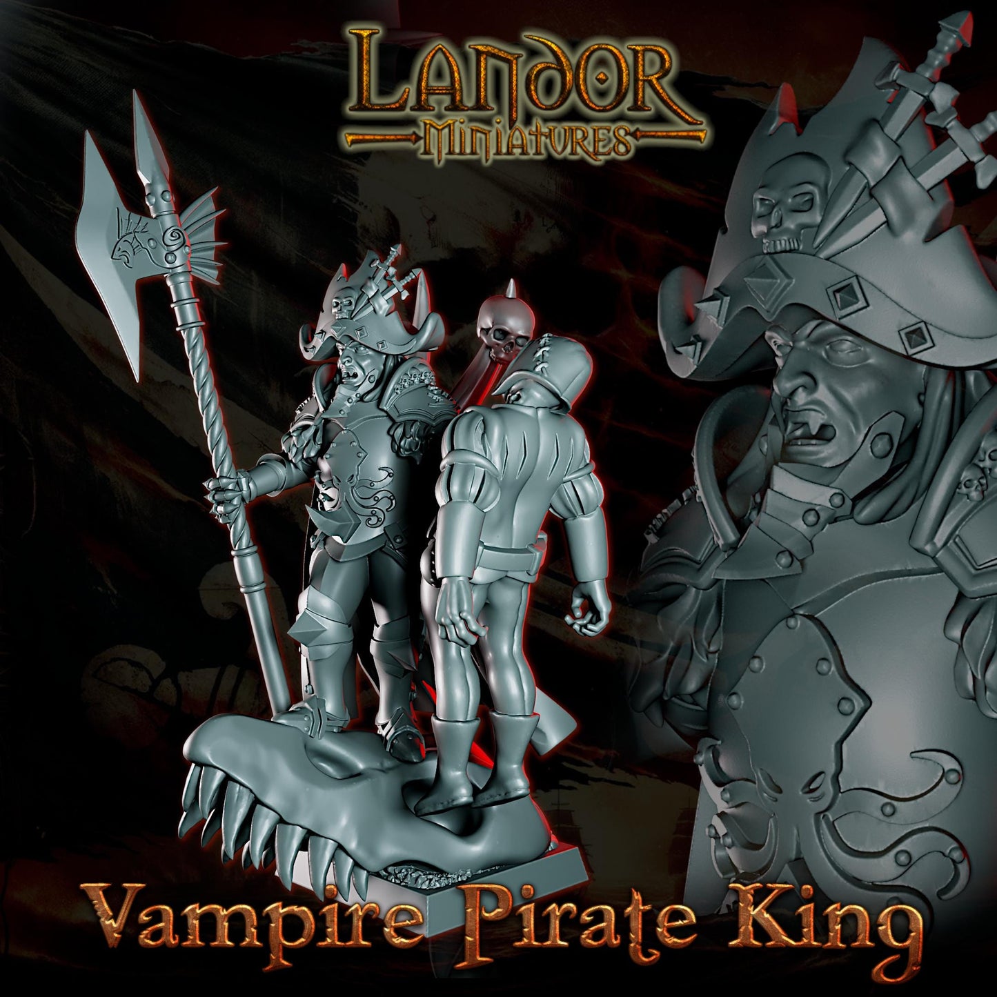 Vampire Pirate King, Modular Undead Swashbucklers by Landor Miniatures! Vampire Coast for Fantasy Wargames