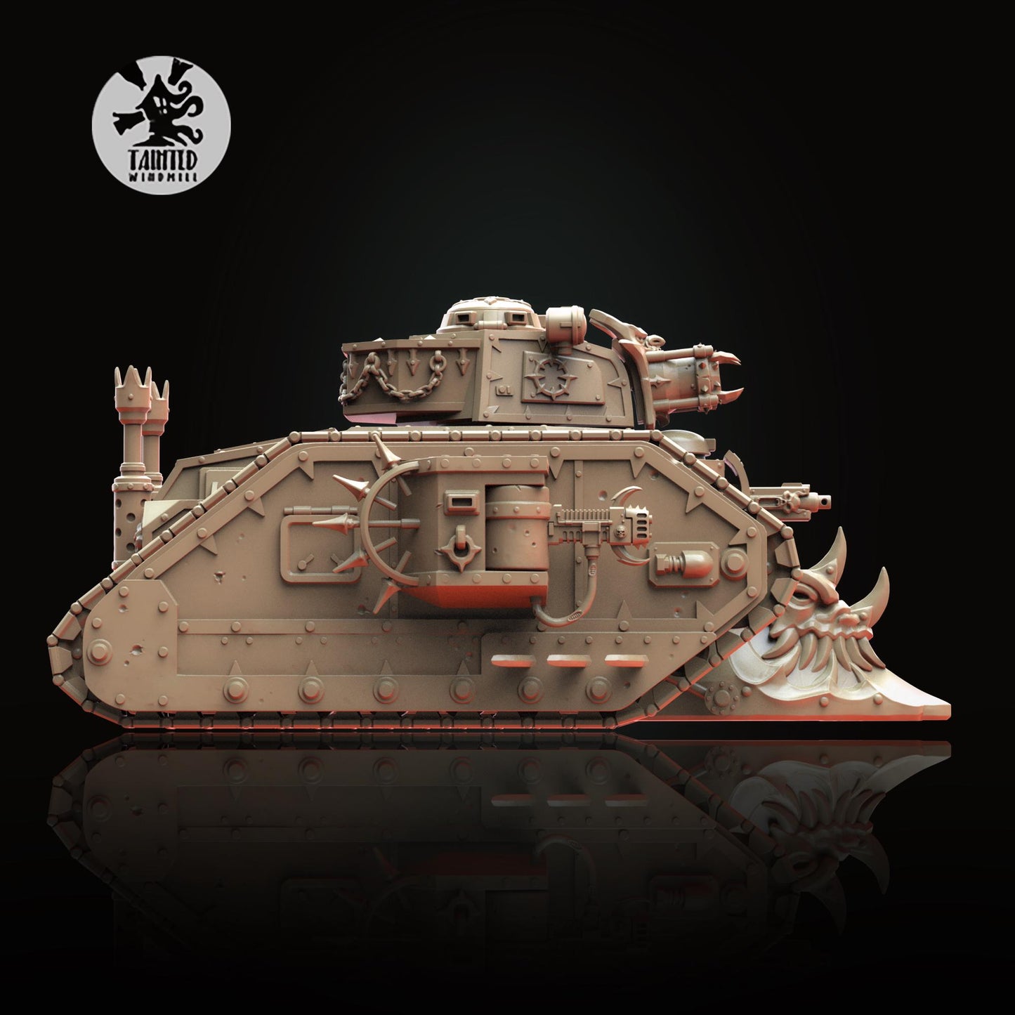 Blood Legion Light Tank, Chaos Space Marine Transport Vehicle Sculpted by Tainted Windmill for Wargames set in the Grimdark Future