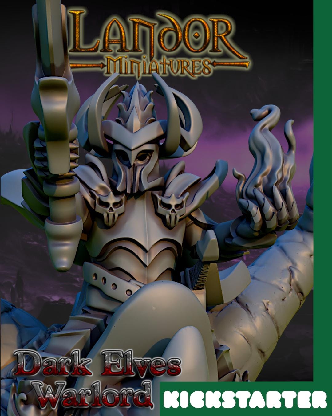 Dark Elves Warlord, Modular Dark Elven miniatures by Landor Miniatures! Dark Elves for Fantasy Wargames