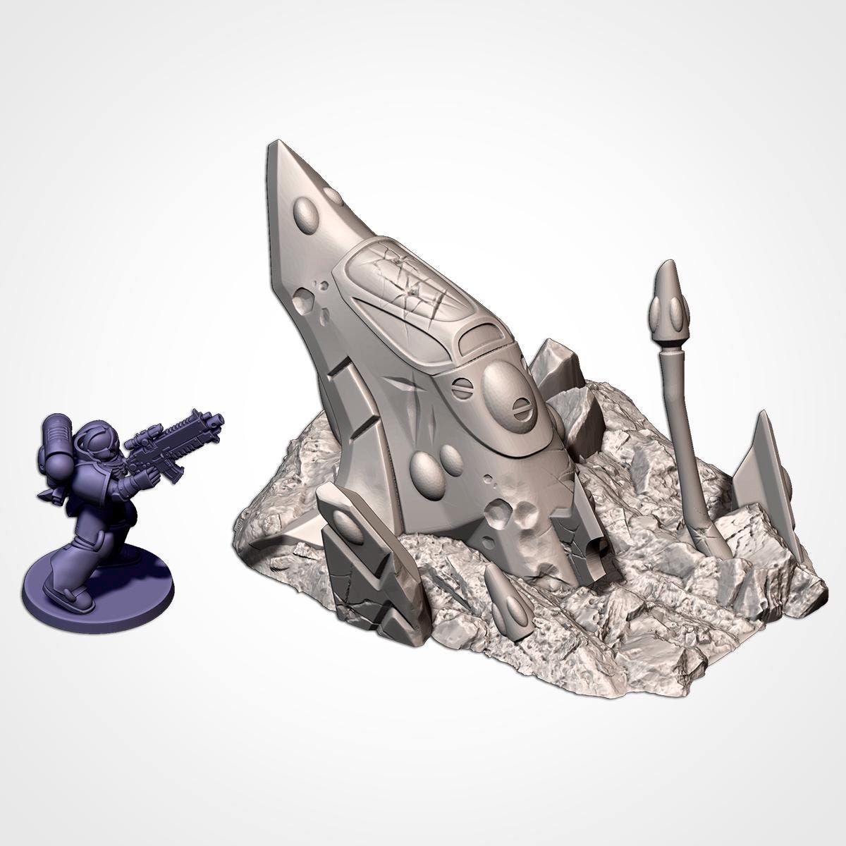 Modular XENOS CRASHED SHIPS Txarli Factory Sci-Fi modular Wreckage Set, Perfect for Tabletop Wargames