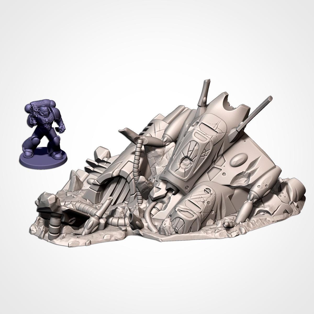 Modular XENOS CRASHED SHIPS Txarli Factory Sci-Fi modular Wreckage Set, Perfect for Tabletop Wargames