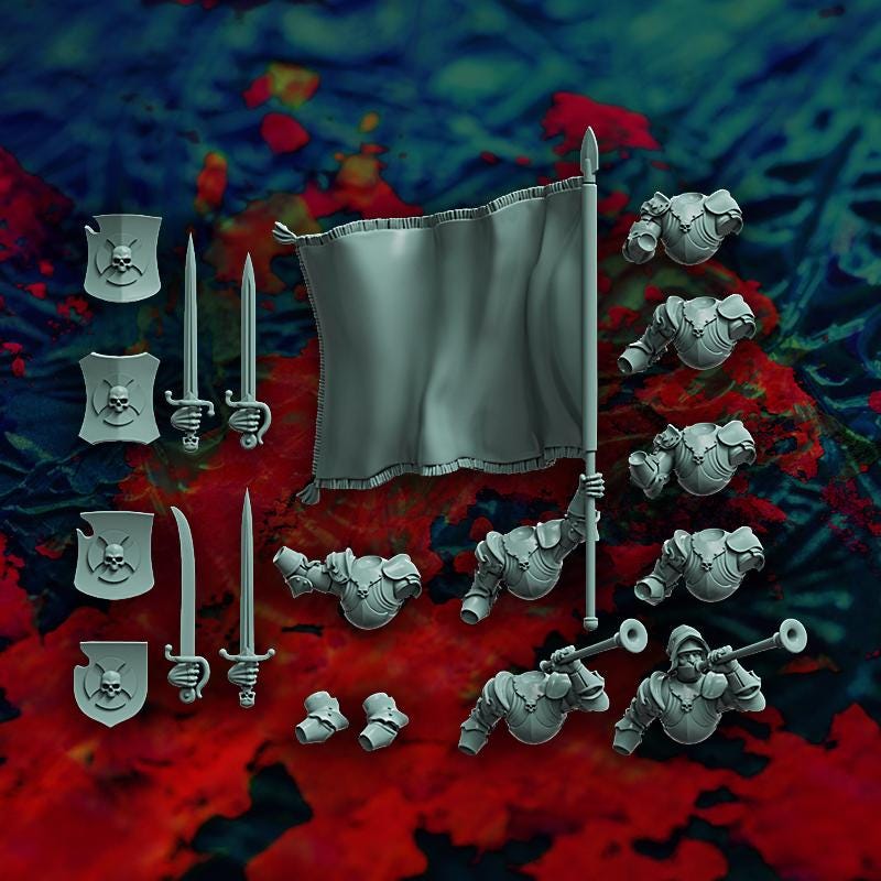 Gothic Knights on Foots Miniatures, Bits and Weapon Conversions by Reptilian Overlords, perfect for Fantasy Wargames