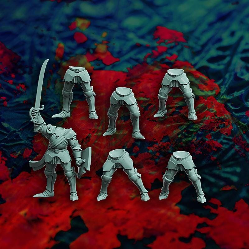 Gothic Knights on Foots Miniatures, Bits and Weapon Conversions by Reptilian Overlords, perfect for Fantasy Wargames