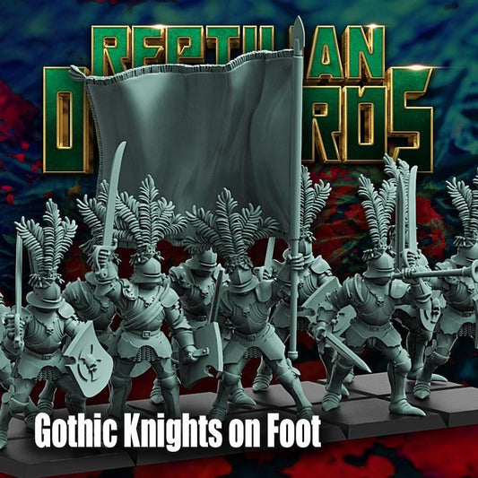 Gothic Knights on Foots Miniatures, Bits and Weapon Conversions by Reptilian Overlords, perfect for Fantasy Wargames