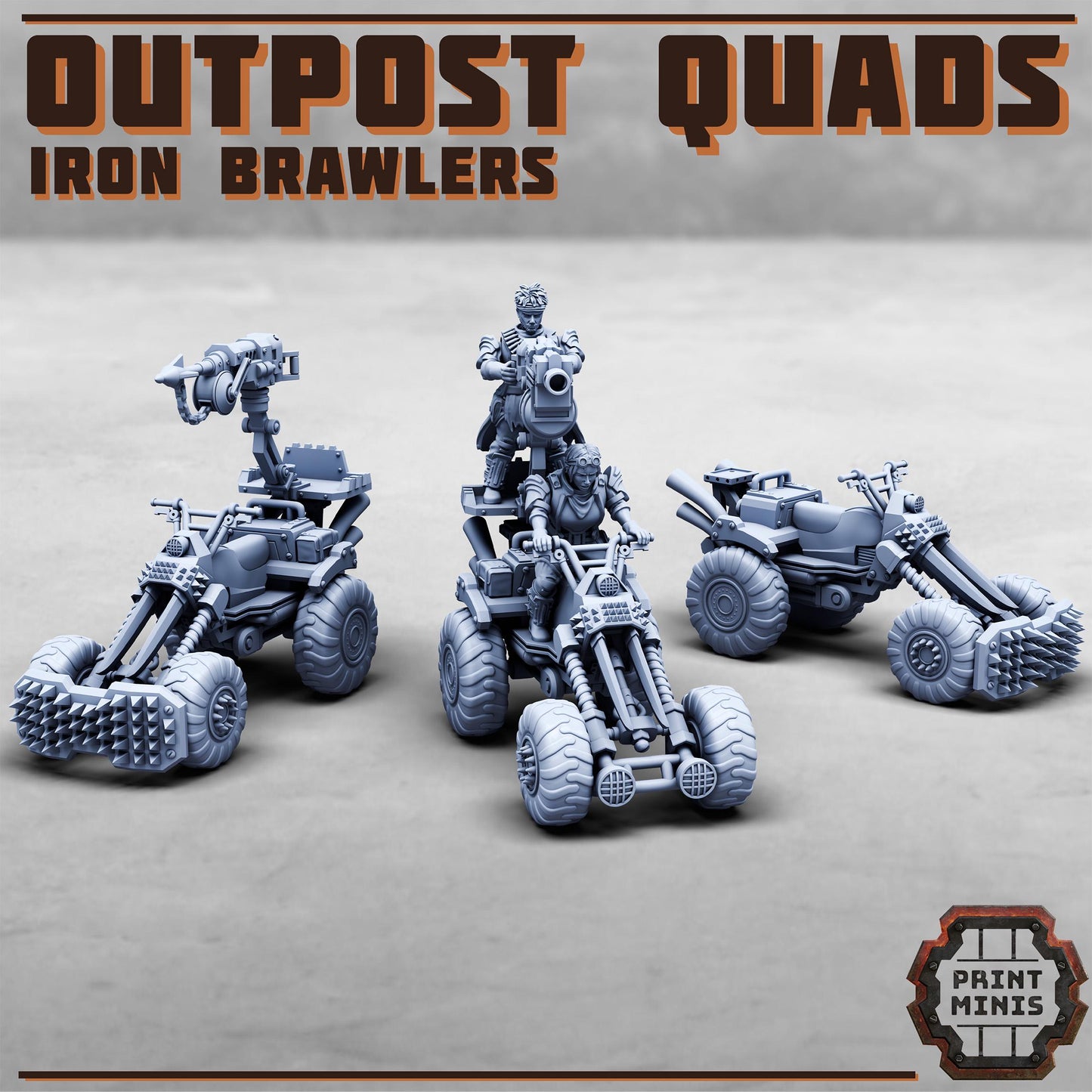 Outpost Quad Bikes - Sci-Fi Grimdark Quad Rider Mercenaries by Print Minis