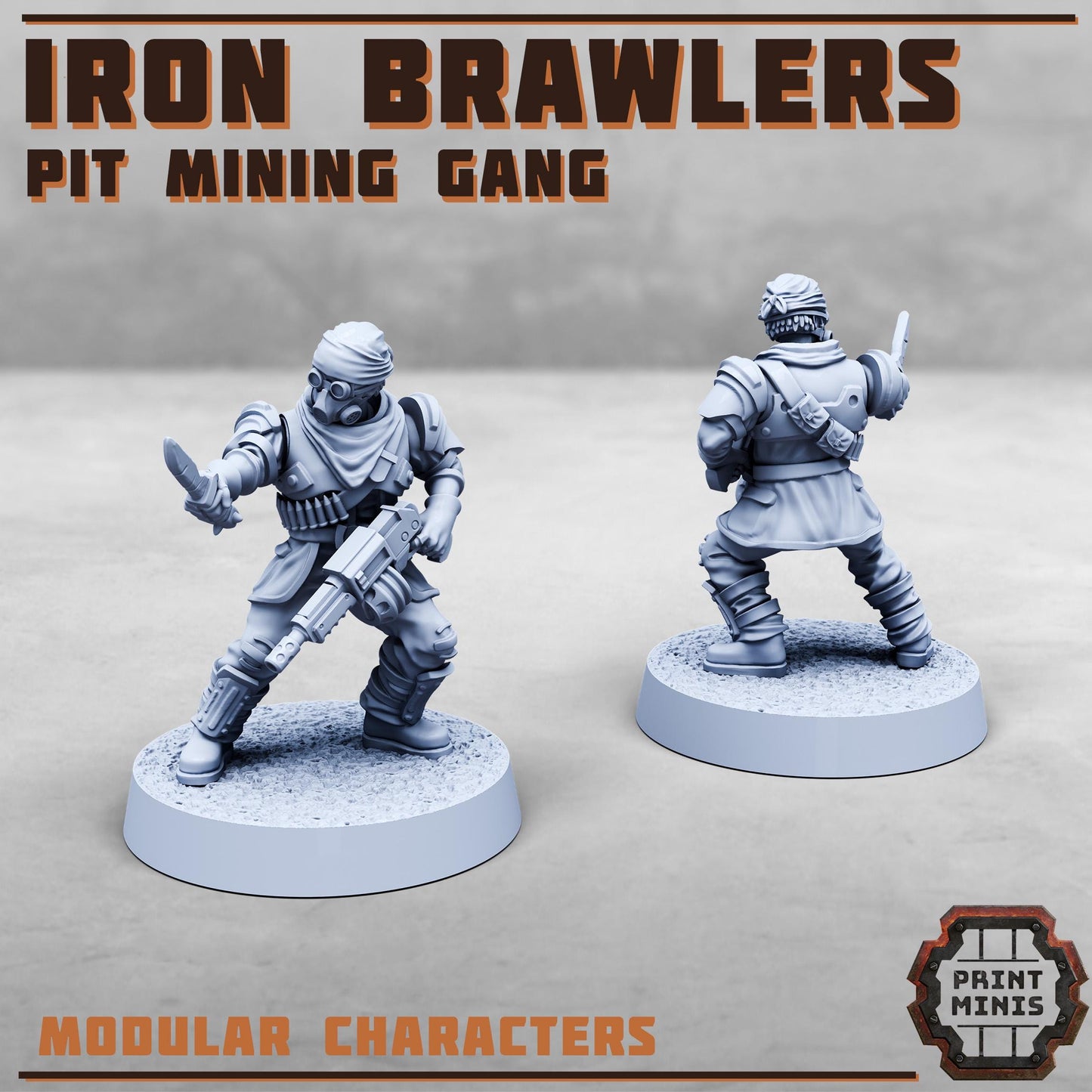 Iron Brawlers Gang -  Sci-Fi Grimdark Miner Gang Mercenaries by Print Minis